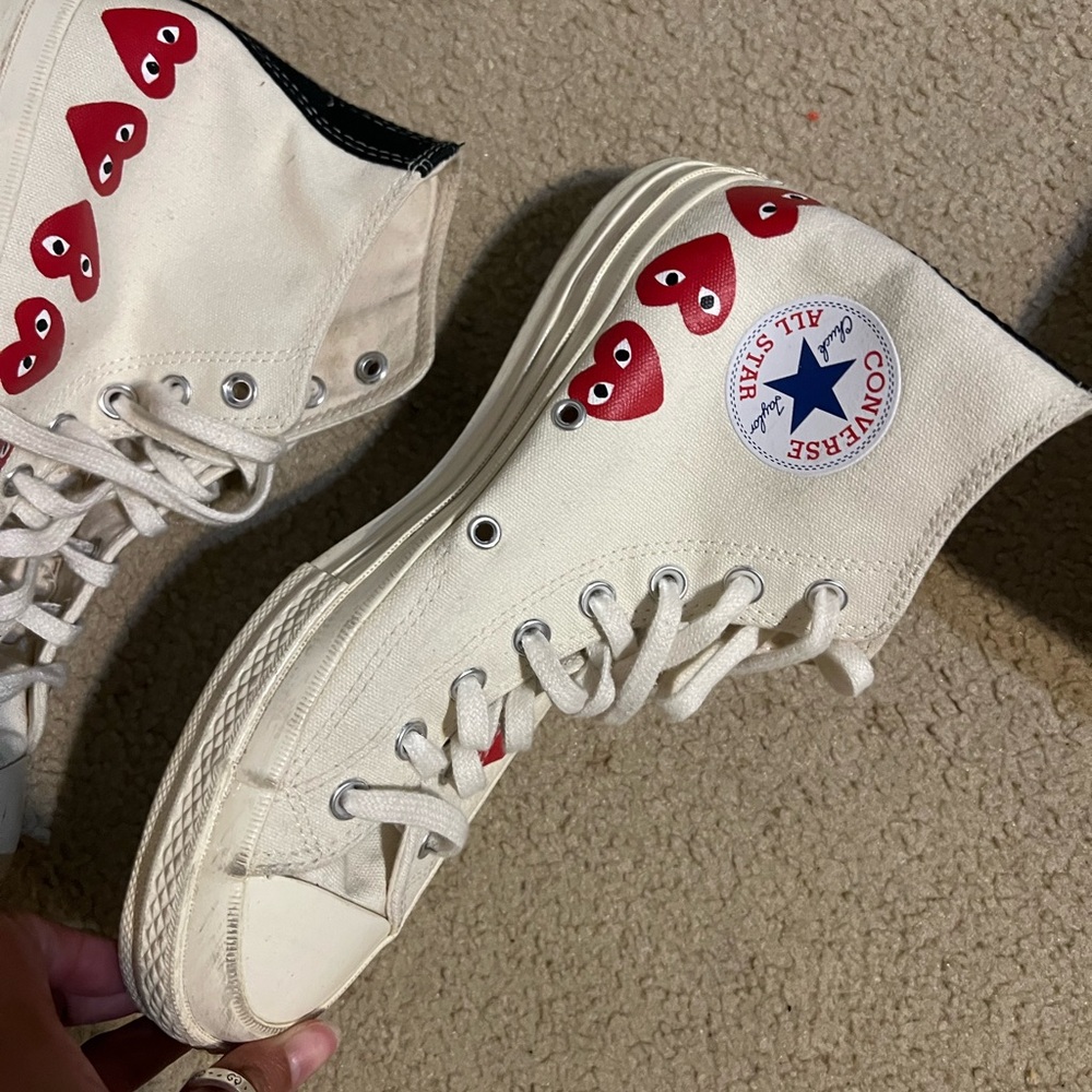 Converse High-Tops with Red Heart Accents